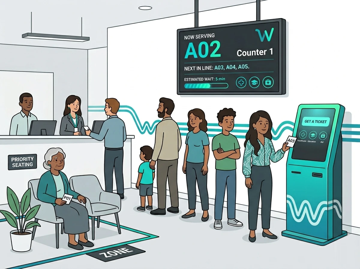 إدارة طوابير منظمة في نقطة خدمة إنسانية