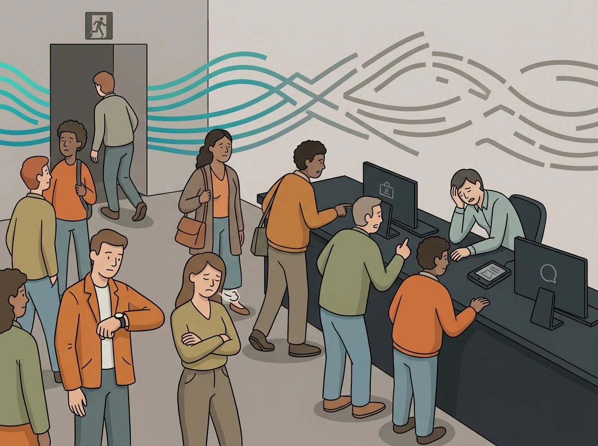 نقطة خدمة إنسانية مزدحمة بالمستفيدين