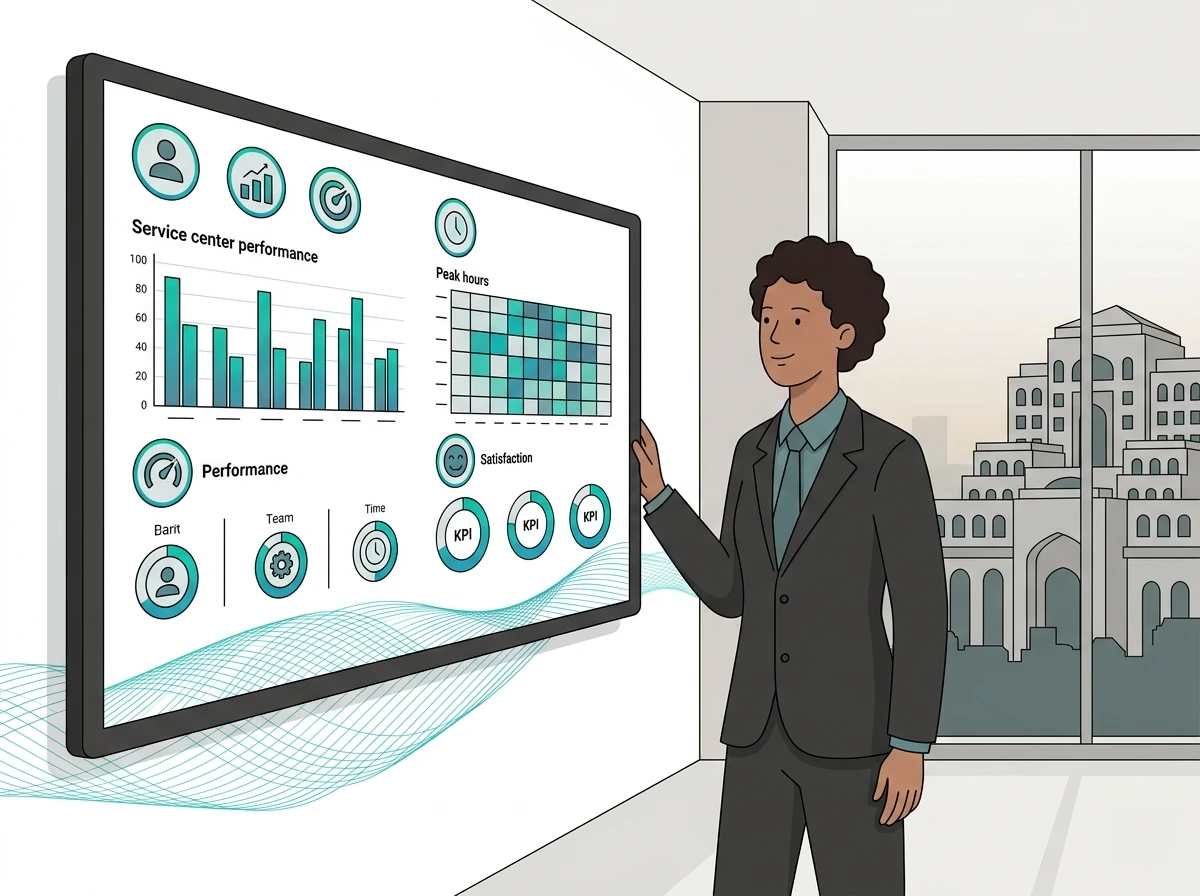 Government operations director viewing KPI dashboard