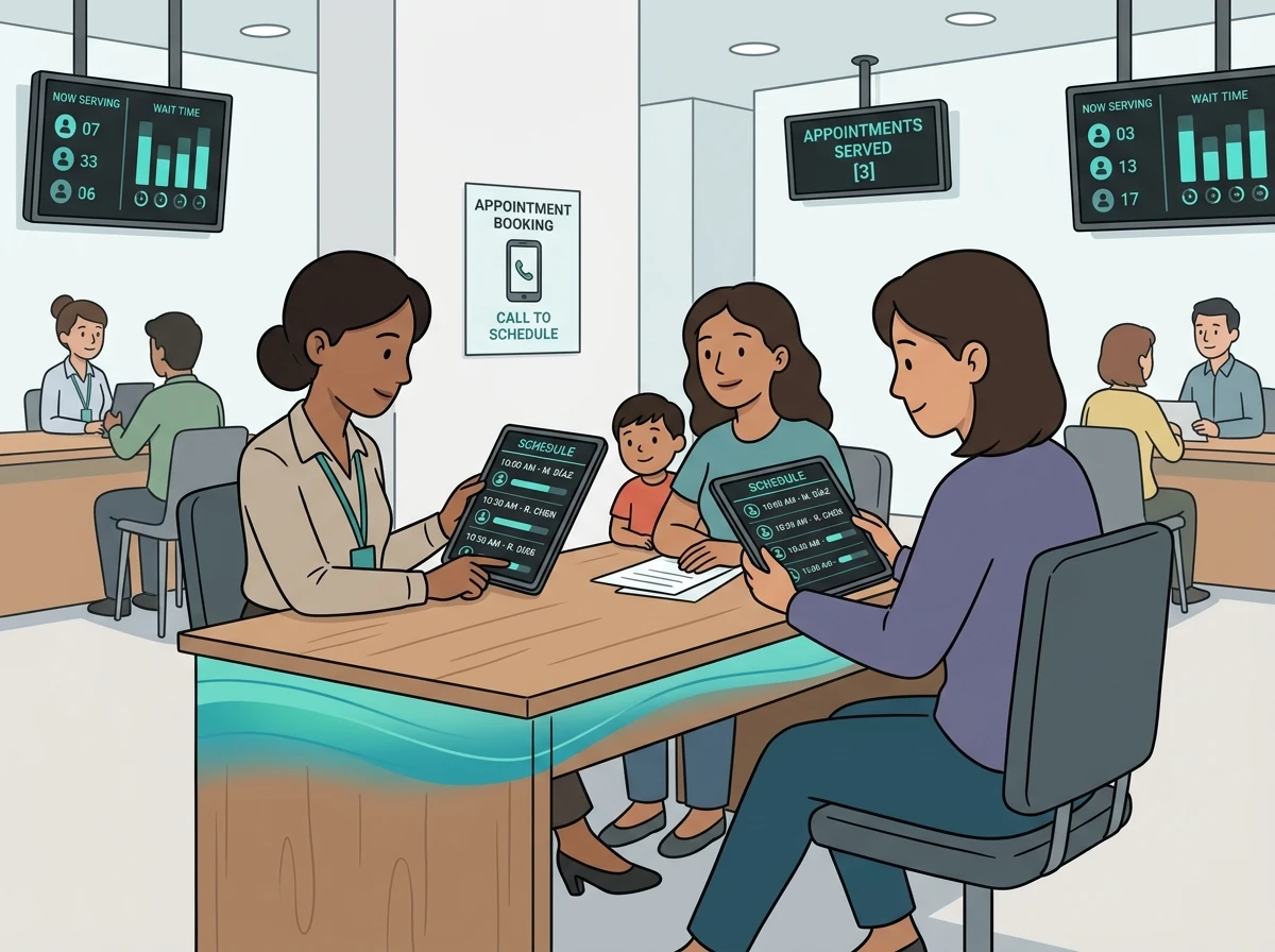 Beneficiary booking NGO appointment on smartphone