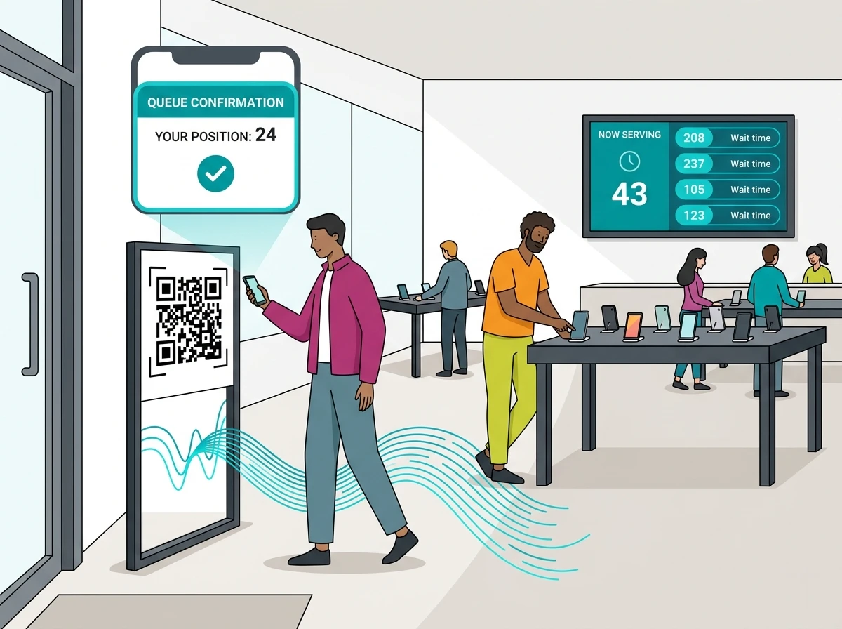 Telecom store check-in kiosk with service selection