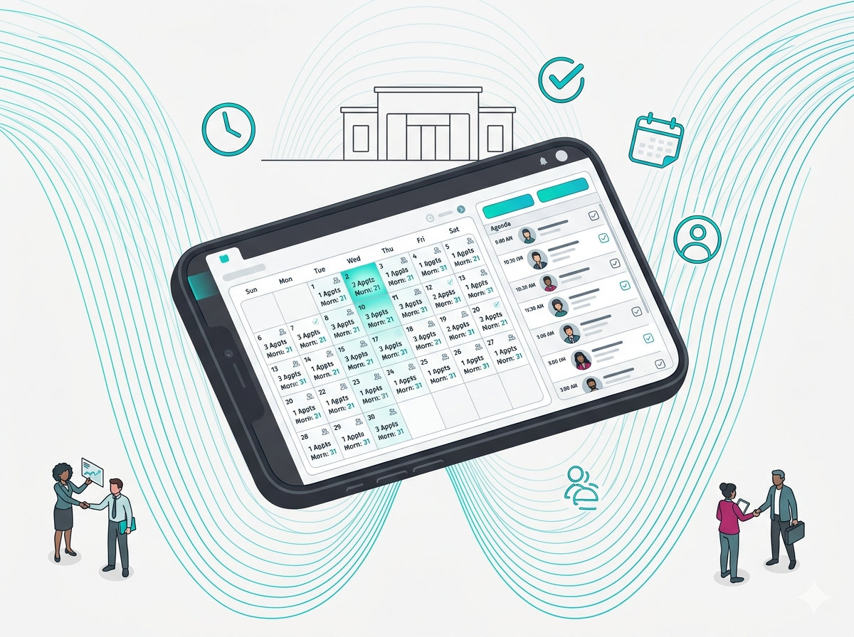 Smartphone showing appointment booking interface