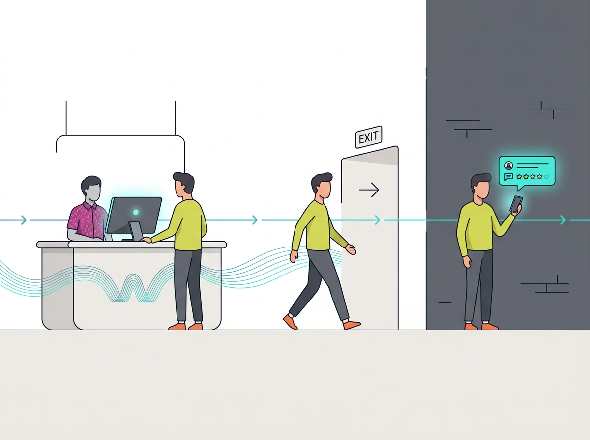 Timeline showing survey sent moments after customer service