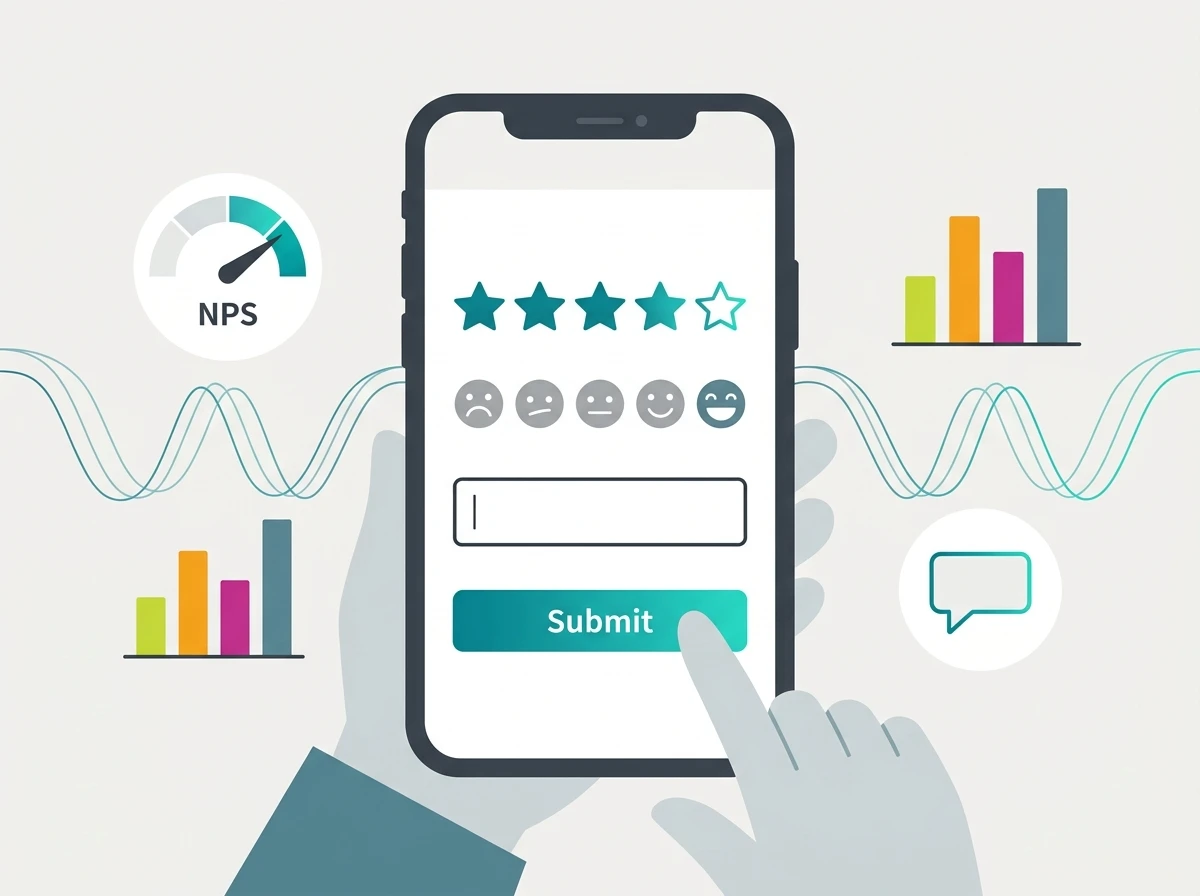 Phone screen showing compact feedback survey design