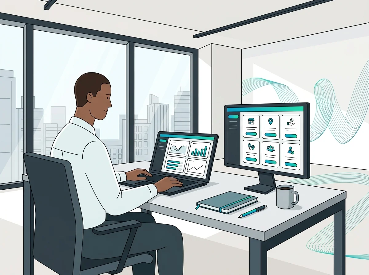 Manager centrally configuring customer feedback settings across branch locations